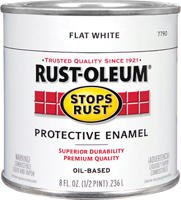 RUST-OLEUM STOPS RUST 7790730 Protective Enamel, Flat, White, 0.5 pt Can
