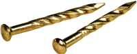 HILLMAN 122537 Trim Nail, 1-1/4 in L, Steel, Brass, Flat Head, Twisted