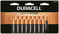 DURACELL COPPERTOP MN1500 MN1500B16 Battery, 1.5 V Battery, AA Battery,