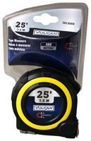 Vulcan 58-7.5X25-A Tape Measure, 25 ft L Blade, 1 in W Blade, Steel Blade,