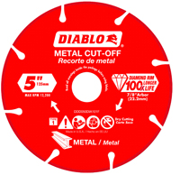 Diablo DDD050DIA101F Cut-Off Blade; 5 in Dia; 7/8 in Arbor; Continuous Rim