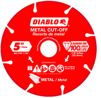 Diablo DDD050DIA101F Cut-Off Blade, 5 in Dia, 7/8 in Arbor, Continuous Rim