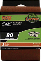 Gator 3186 Sanding Belt, 4 in W, 24 in L, 80 Grit, Medium, Aluminum Oxide