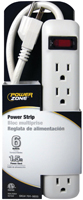 PowerZone OR801118 Power Outlet Strip, Straight Plug, 6 -Socket, 15 A, 125 V