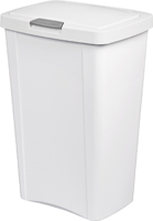 Sterilite TouchTop 10458004 Waste Basket with Latch, 13 gal Capacity, White,