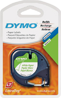 DYMO LetraTag 10697 Paper Label, 13 ft L, 1/2 in W, Black/White Legend,