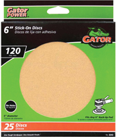 Gator 3243 Sanding Disc, 6 in Dia, Coated, 120 Grit, Fine, Aluminum Oxide