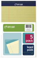 TOP FLIGHT 8105/5 4513090 Legal Pad, 8 in L x 5 in W Sheet, 50-Sheet, Canary