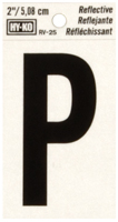 HY-KO RV-25/P Reflective Letter; Character: P; 2 in H Character; Black