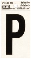 HY-KO RV-25/P Reflective Letter, Character: P, 2 in H Character, Black