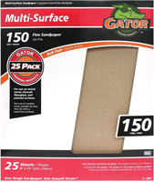 Gator 3262 Sanding Sheet, 11 in L, 9 in W, 150 Grit, Fine, Aluminum Oxide