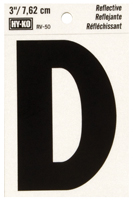 HY-KO RV-50/D Reflective Letter, Character: D, 3 in H Character, Black