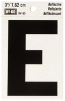 HY-KO RV-50/E Reflective Letter, Character: E, 3 in H Character, Black