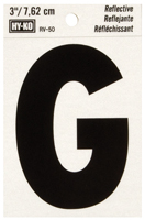 HY-KO RV-50/G Reflective Letter; Character: G; 3 in H Character; Black