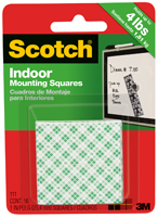 Scotch 111-24 Mounting Square, 1 in L, 1 in W, White