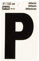 HY-KO RV-50/P Reflective Letter, Character: P, 3 in H Character, Black