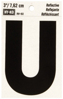 HY-KO RV-50/U Reflective Letter; Character: U; 3 in H Character; Black