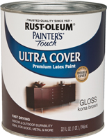 RUST-OLEUM PAINTER'S Touch 1977502 Brush-On Paint, Gloss, Kona Brown, 1 qt