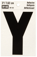 HY-KO RV-50/Y Reflective Letter; Character: Y; 3 in H Character; Black
