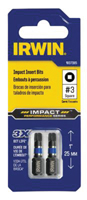 IRWIN 1837385 Insert Bit, #3 Drive, Square Recess Drive, 1/4 in Shank, Hex