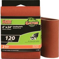 Gator 3185 Sanding Belt, 4 in W, 24 in L, 120 Grit, Fine, Aluminum Oxide