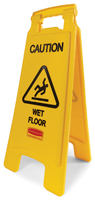 Rubbermaid FG611277 YEL Floor Sign, 11 in W, Yellow Background, Caution Wet