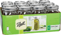 Ball 67000 Mason Jar, 32 oz Capacity, Glass/Metal, Silver Cap/Lid