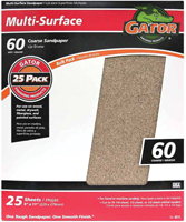 Gator 3266 Sanding Sheet, 11 in L, 9 in W, 60 Grit, Coarse, Aluminum Oxide