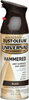 RUST-OLEUM UNIVERSAL 245217 Spray Paint, Hammered, Black, 12 oz, Aerosol Can