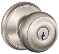 Schlage Georgian Series F51A VGEO619KA4 Keyed Entry Knob, Solid Brass/Zinc,