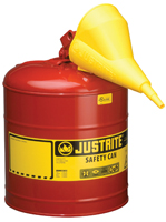 JUSTRITE 7150110 Safety Can, 5 gal Capacity, Steel, Red