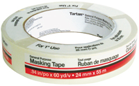 3M Tartan 5142.1 Masking Tape; 60 yd L; 1 in W; Crepe Paper Backing; Tan