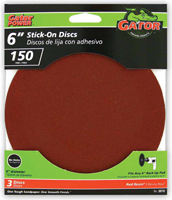 Gator 3010 Sanding Disc, 6 in Dia, 150 Grit, Fine, Aluminum Oxide Abrasive,