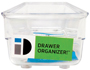 Linus 52430 Drawer Organizer, 9 in L x 3 in W x 2 in H, Plastic, Clear