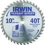 IRWIN 15270 Circular Saw Blade; 10 in Dia; 5/8 in Arbor; 40-Teeth; Carbide