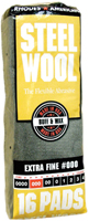 Homax 106601-06 Steel Wool Pad; #000 Grit; Extra Fine; Gray