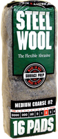 Homax 106605-06 Steel Wool, #2 Grit, Medium, Gray