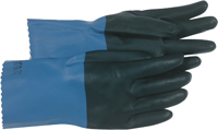 BOSS 34L Protective Gloves, L, 11 in L, Gauntlet Cuff, Neoprene, Black/Blue