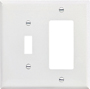 Eaton Wiring Devices PJ126W Combination, Mid-Size Wallplate, 2-Gang,