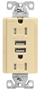 EATON TR7755V-K-L Receptacle, 15 A, 125 V, 2 -USB Port, NEMA: NEMA 5-15R,