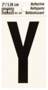 HY-KO RV-25/Y Reflective Letter, Character: Y, 2 in H Character, Black