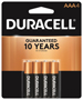 DURACELL MN2400B4Z AAA Battery, 1.5 V Battery, 1.15 Ah, AAA Battery,