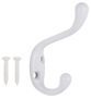 ProSource H6721007W-PS Coat and Hat Hook, 22 lb, 2-Hook, 1-1/64 in Opening,