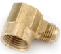 Anderson Metals 754050-0806 Tube Elbow, 1/2 x 3/8 in, 90 deg Angle, Brass,