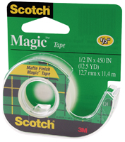 Scotch Magic 104 Office Tape; 450 in L; 1/2 in W; Plastic Backing