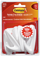 Command 17081-VP-6PK Designer Hook, 3 lb, 6-Hook, Plastic, White