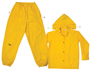 CLC R102L Rain Suit, L, 170T Polyester, Yellow, Detachable Collar