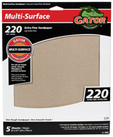 Gator 4443 Sanding Sheet, 11 in L, 9 in W, 220 Grit, Extra Fine, Aluminum