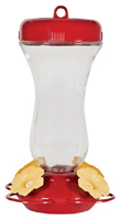 Perky-Pet 131TF Hummingbird Feeder, 16 oz Food, 4-Port/Perch, Glass/Plastic,