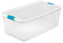 Sterilite 14998004 Latching Box; Plastic; Clear/White; 33-7/8 in L; 18-3/4